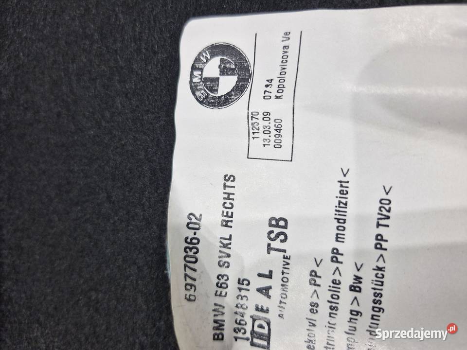 BMW E63 Tapicerka Boczek Bagażnika Prawy 6977036
