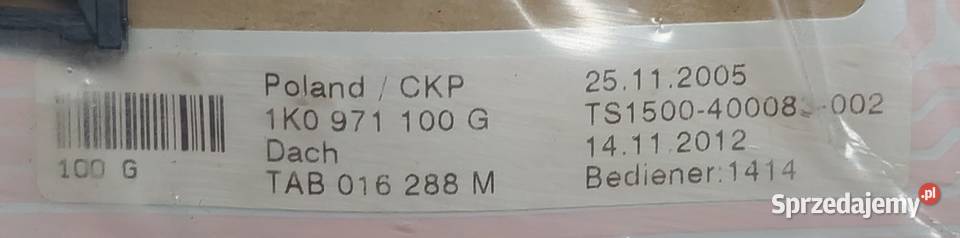 WIĄZKA ADAPTER DACHOWY VW GOLF 1K0971100G Mielęcin