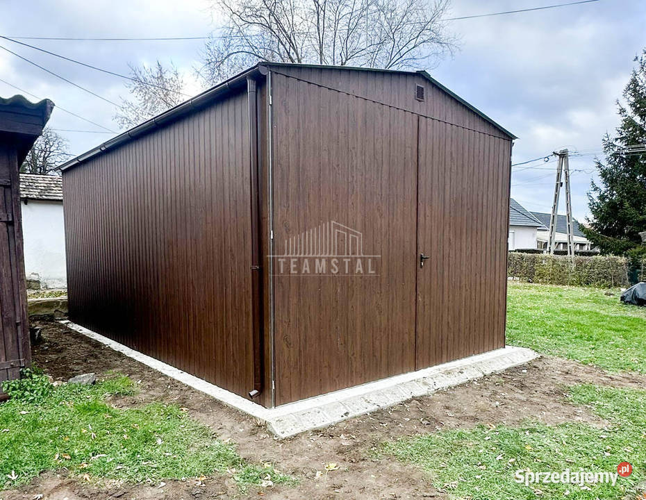 Garaż blaszany 4x6m brama dwuskrzydłowa drzwi Lidzbark Warmiński