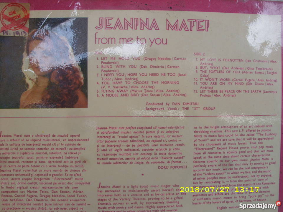 Pop LP JEANINA MATEIFROM ME TO YOU płyta winylowa Wołów