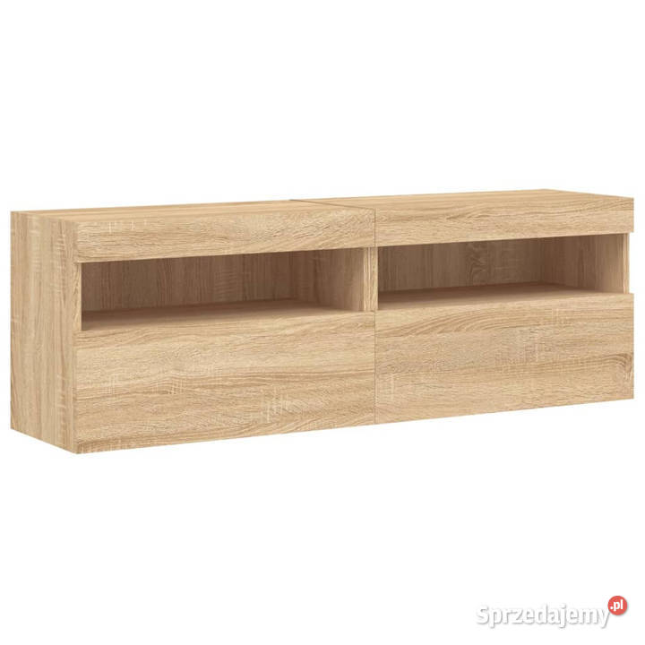 Ścienne szafki TV z LED 2 dąb sonoma 60x30x40