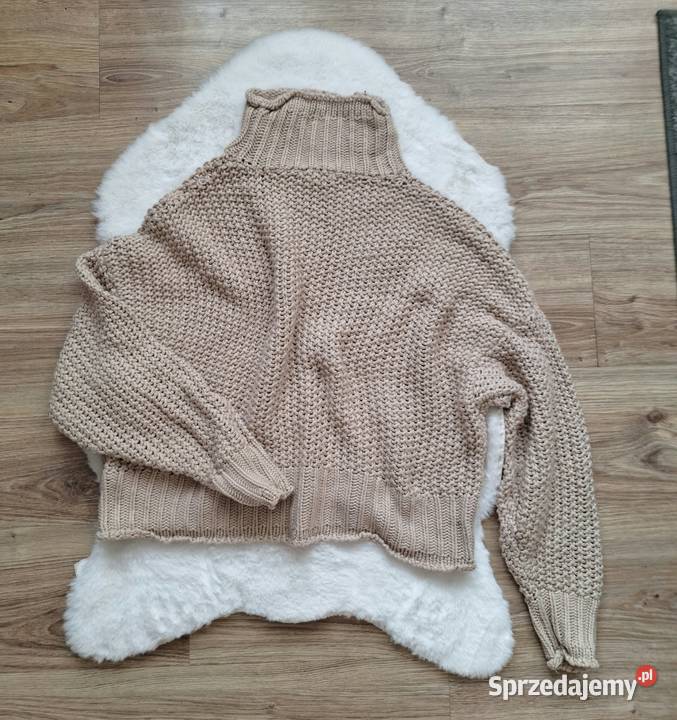 Gruby kremowy sweter półgolf beżowy HM 36 Kraków sprzedam