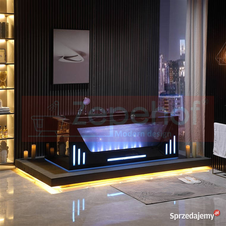 Czarna wanna z hydromasażem EB7066 prostokątna Grabówka sprzedam