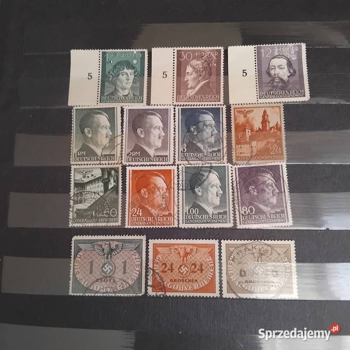 Trzy zestawy znaczków GG generalna gubernia Katowice