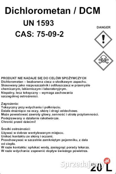 Dichlorometan Chlorek metylenu CZDA CAS 75092 mazowieckie Warszawa