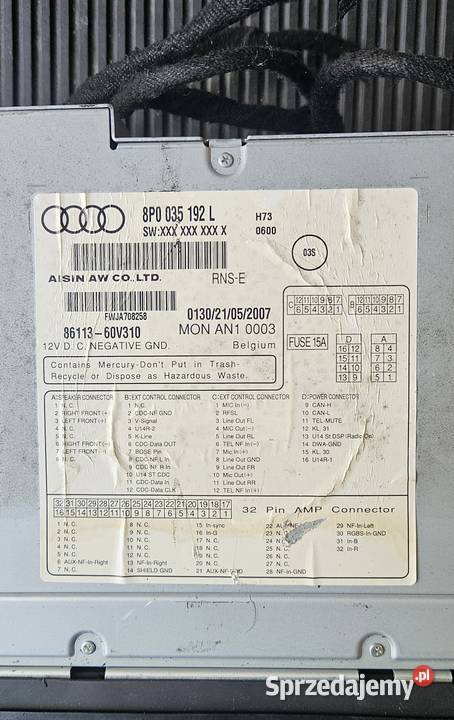 Audi A3 8P radio RNSE 8P0 035 192 L Jarosław