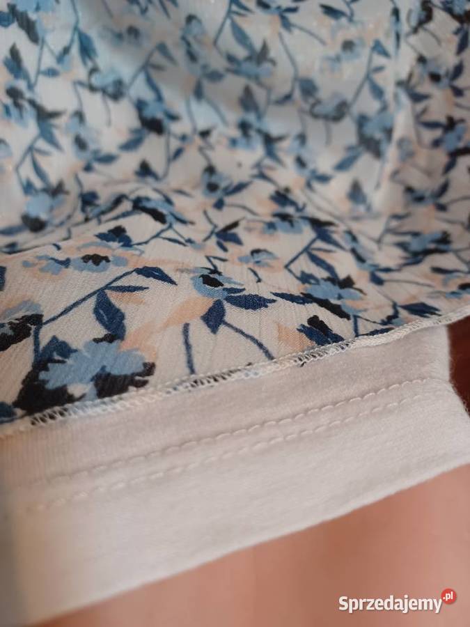 Bluzka biała niebieska CAMAiEU wiskoza M stan Bluzki i koszule sprzedam