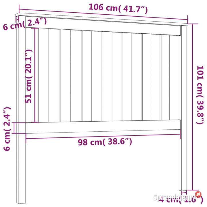 Wezgłowie łóżka 106x6x101 lite drewno sosnowe