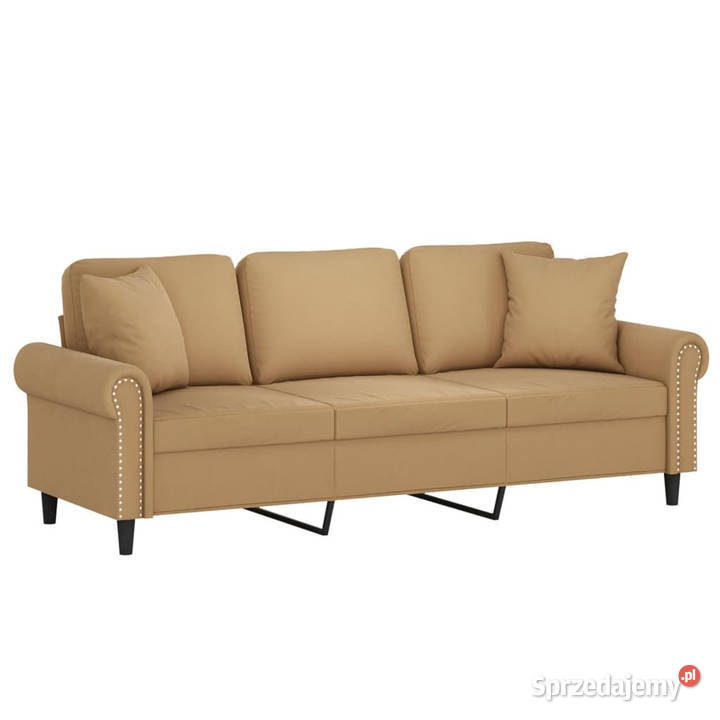 3osobowa sofa z poduszkami brązowa 180 aksamit Sofy i kanapy mazowieckie Warszawa