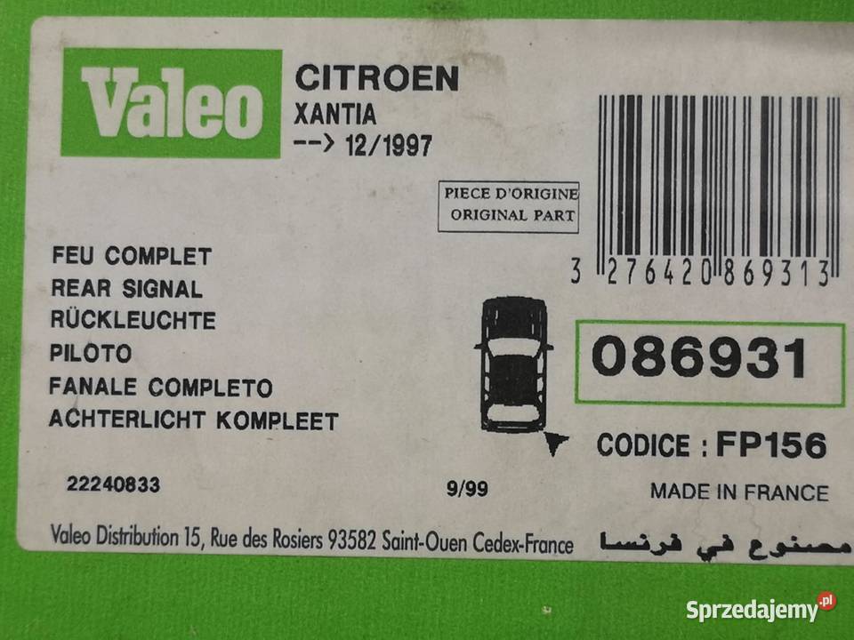LAMPA PRAWY TYŁ CITROEN XANTIA 19982003 NOWA