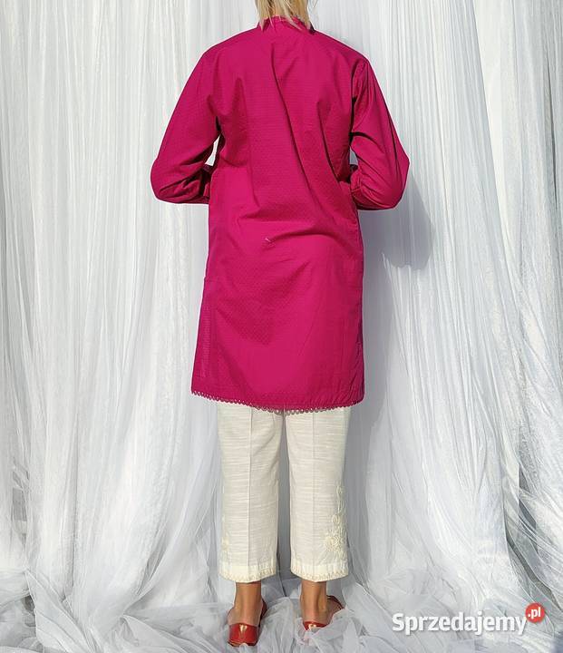 Różowa tunika indyjska S 36 kameez róż haft etno Moda i Styl Szczecin