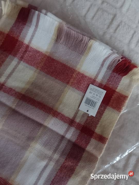 Długi szalik zimowy w kratę szal biznesowy NOWY małopolskie Kraków