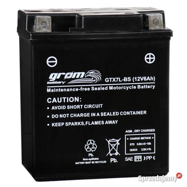 Akumulator motocyklowy GROM GTX7LBS YTX7LBS 12V Akumulatory motocyklowe małopolskie Zakopane