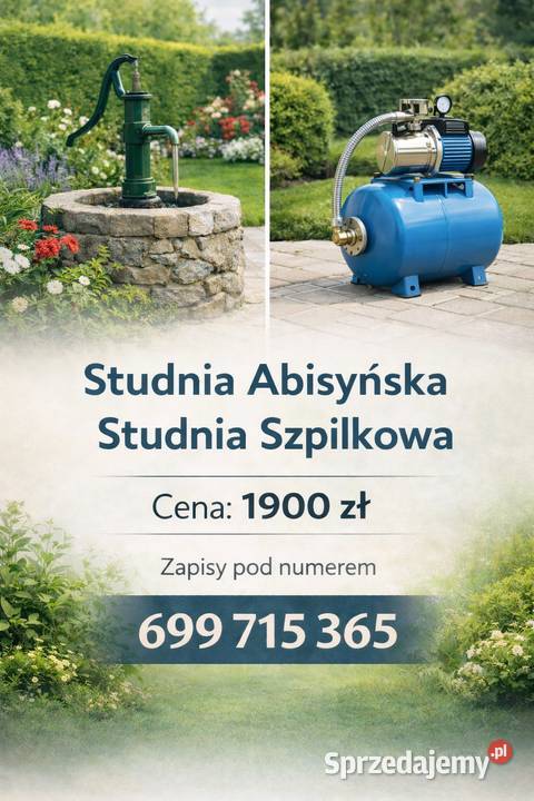 Studnia szpilkowa alternatywa studnia głębinowa Szczecin sprzedam