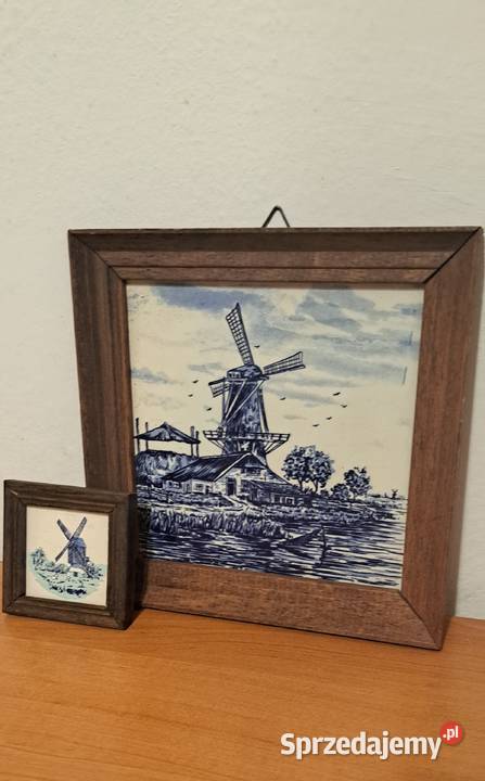 trzy obrazki płytki ceramiczne z Holandii z