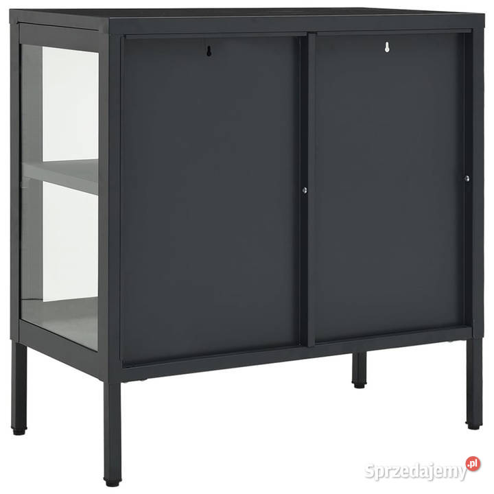 Szafka boczna antracytowa 70x35x70 stal i szkło Warszawa