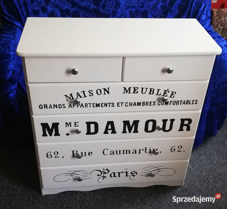 Komoda sosnowa biała renowacji styl vintage Komody