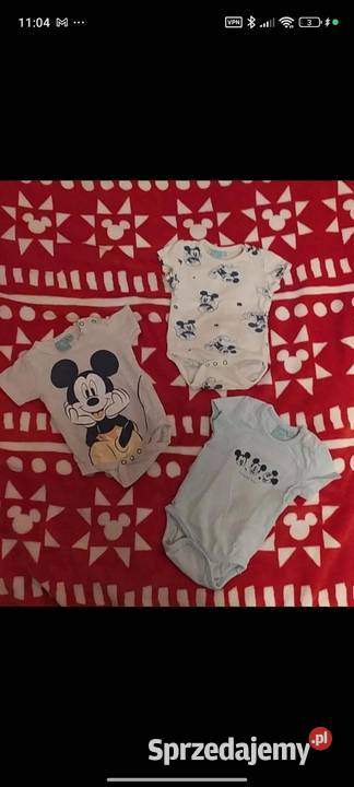 Nowy zestaw 3 bodziaków chłopca Disney myszka Warszawa