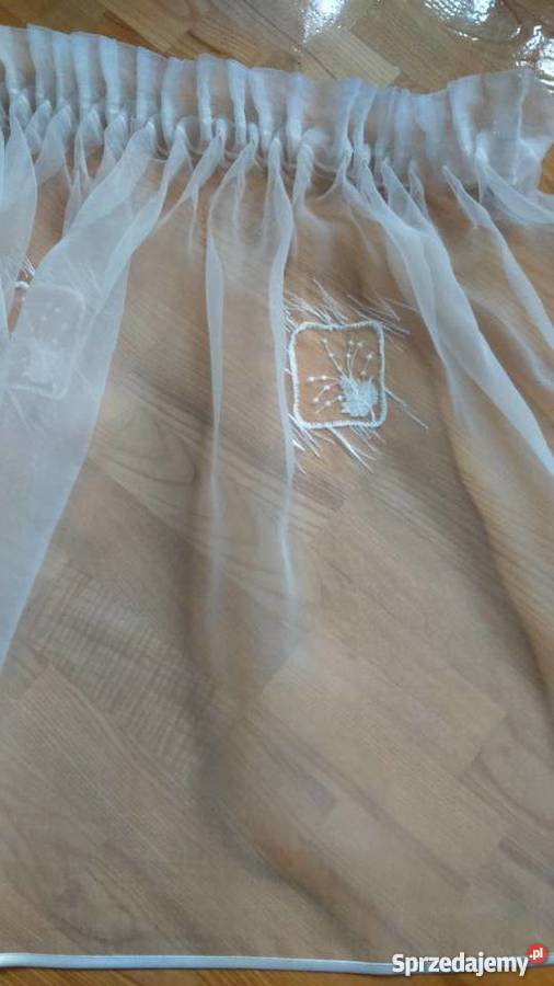 Firanka organtyna biała haftlamówka
