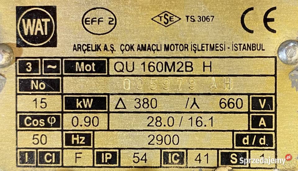 silnik elektryczny 15kW 2900obr 3fazowy Pozostałe