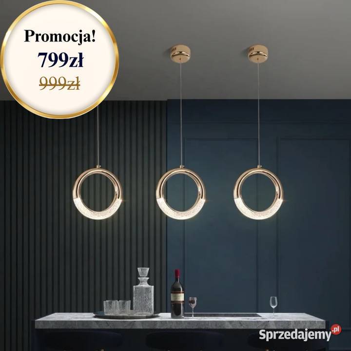 Żyrandol ROUND SINGLE Glamour Kryształowy Złoty Warszawa sprzedam