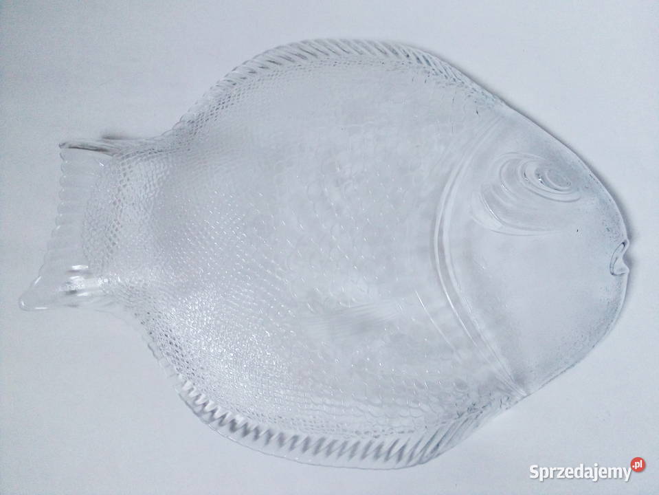 trzy szklane półmiski w kształcie ryby vintage Częstochowa