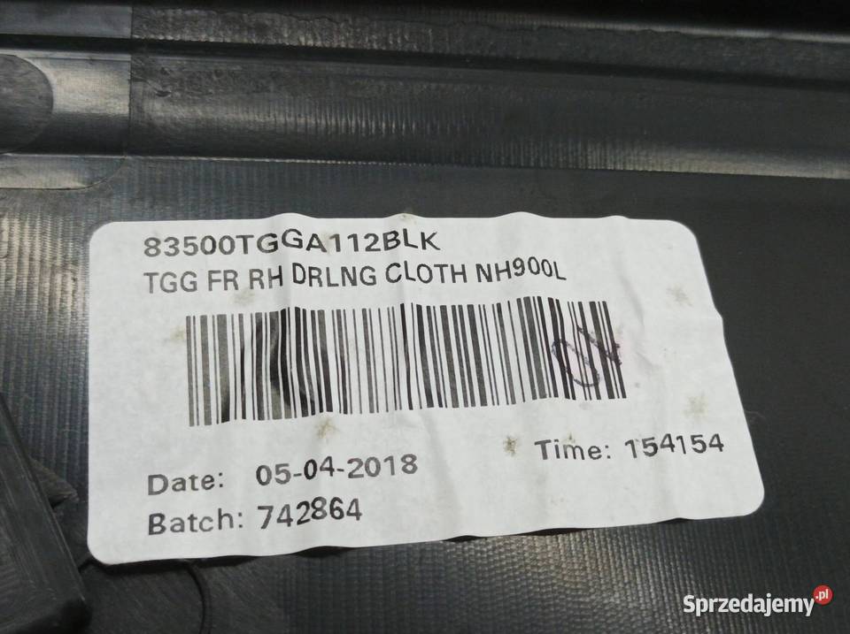 TAPICERKA BOCZEK PRAWY PRZÓD PASAŻERA 5D Honda