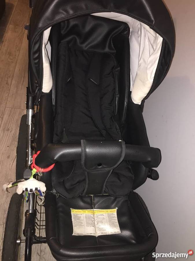 Wózek 3 w 1 Skóra Duże Koła Bujaczek czarny śląskie