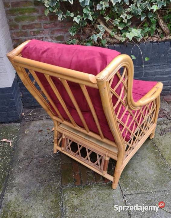 Duży piękny i wygodny Fotel z jasnego ratanu Łódź