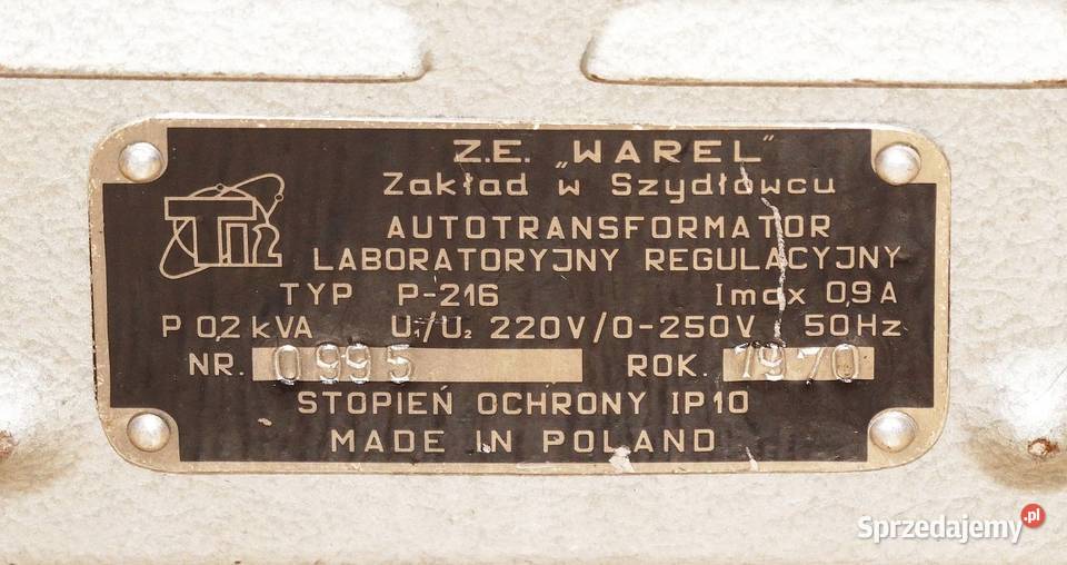 Autotransformator laboratoryjny P216 0250 V 09 A śląskie Gliwice