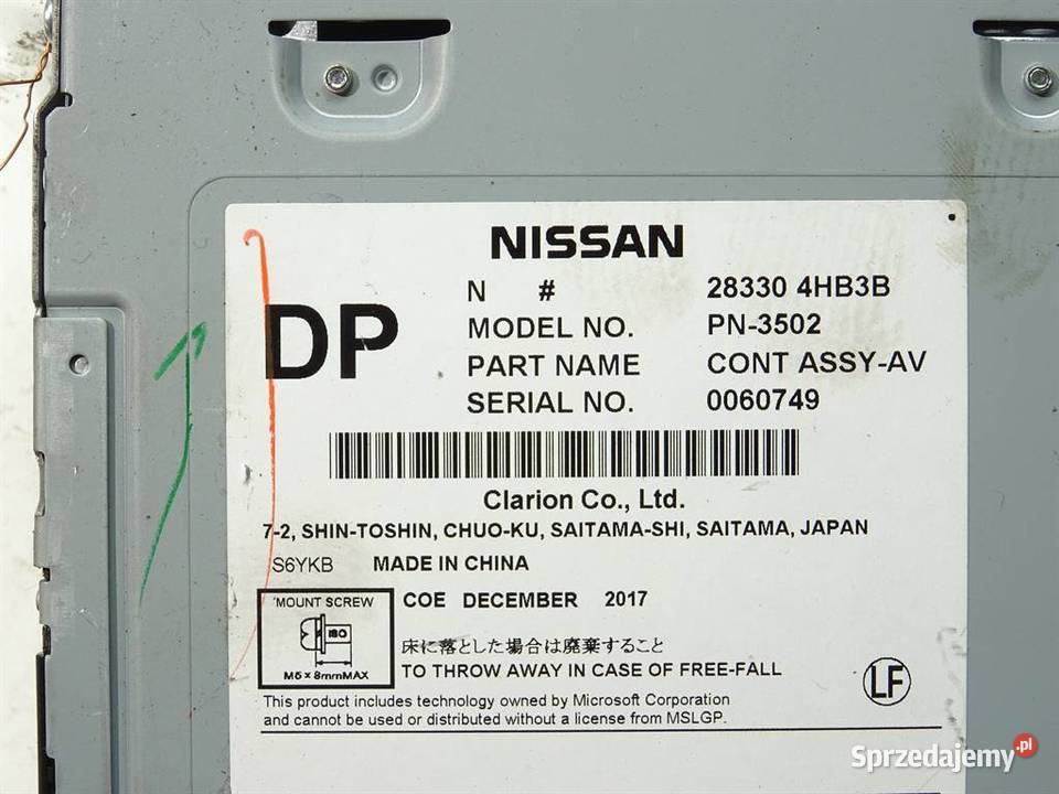 RADIO INFINITI Q50 283304HB3B ODTWARZACZ