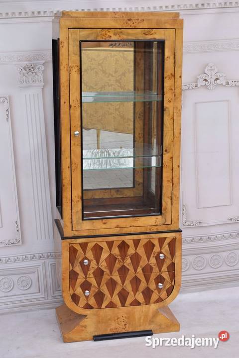 Duża Witryna Art Deco Gięte Drewno 2 Szuflady Meble Antyki, Sztuka, Kolekcje małopolskie Kraków