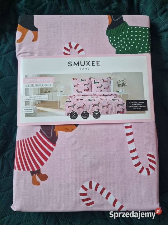 NOWA Pościel w świąteczne jamniki w JAMNIKI różowy Wrocław