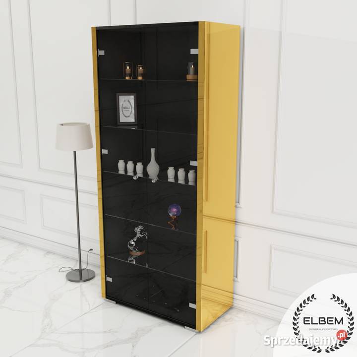 Złota lustrzana gablota Glamour 40cm Kredensy i witryny Warszawa