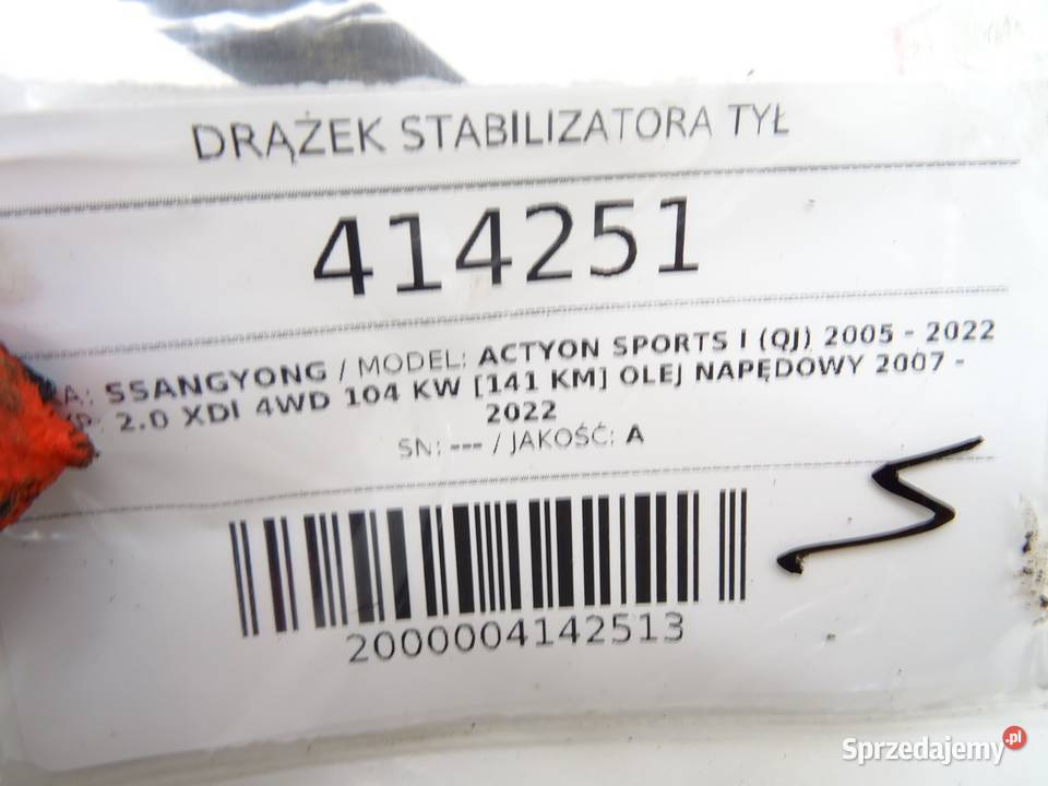 DRĄŻEK STABILIZATORA TYŁ SSANGYONG ACTYON Pickup