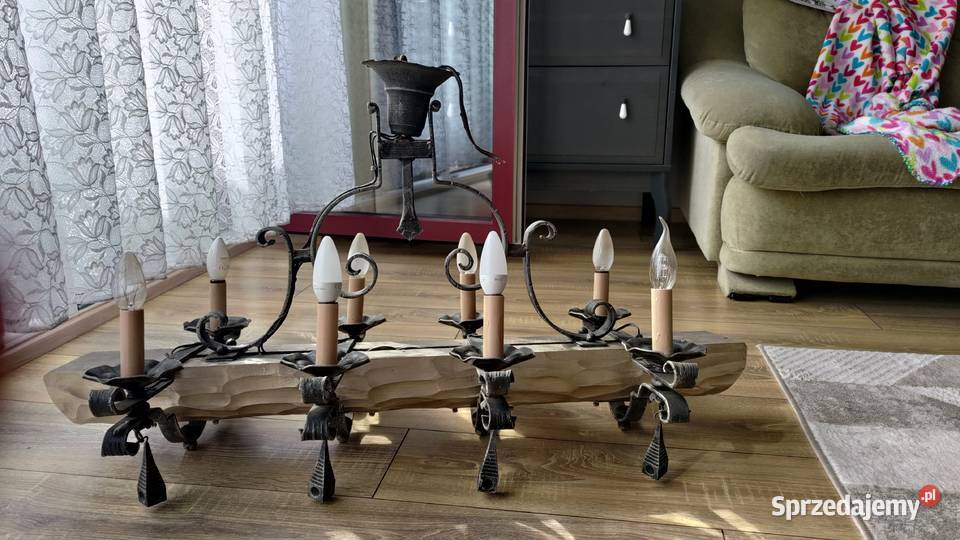 Lampa wisząca stylowa stara ręczna robota belka Kraków