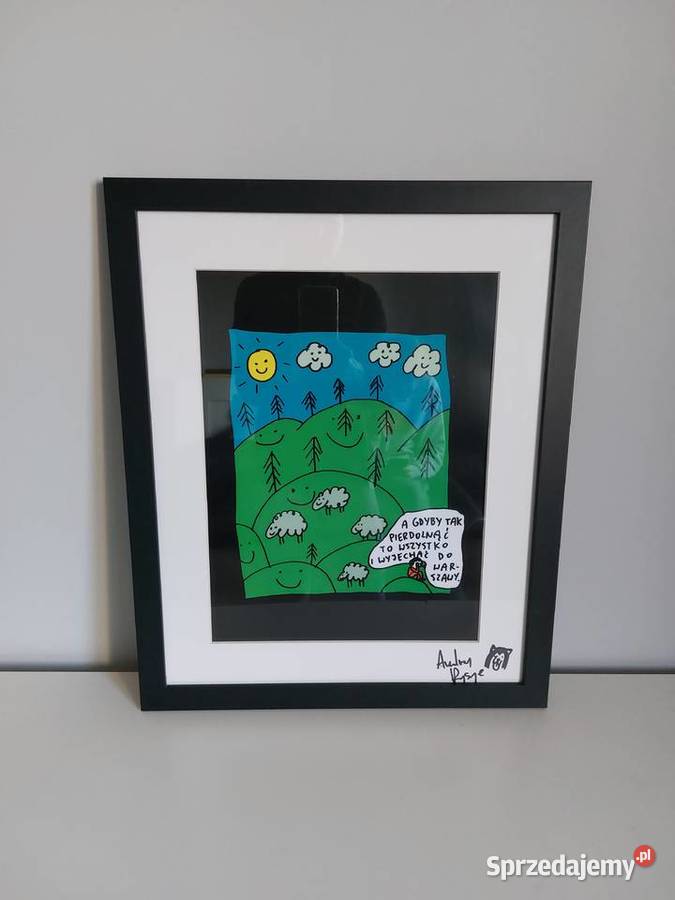 Andrzej Rysuje plakat z autografem oryginalny Poznań