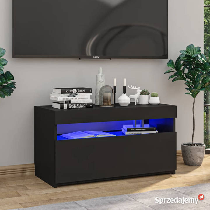 Szafka pod TV z oświetleniem LED czarna 75x35x40