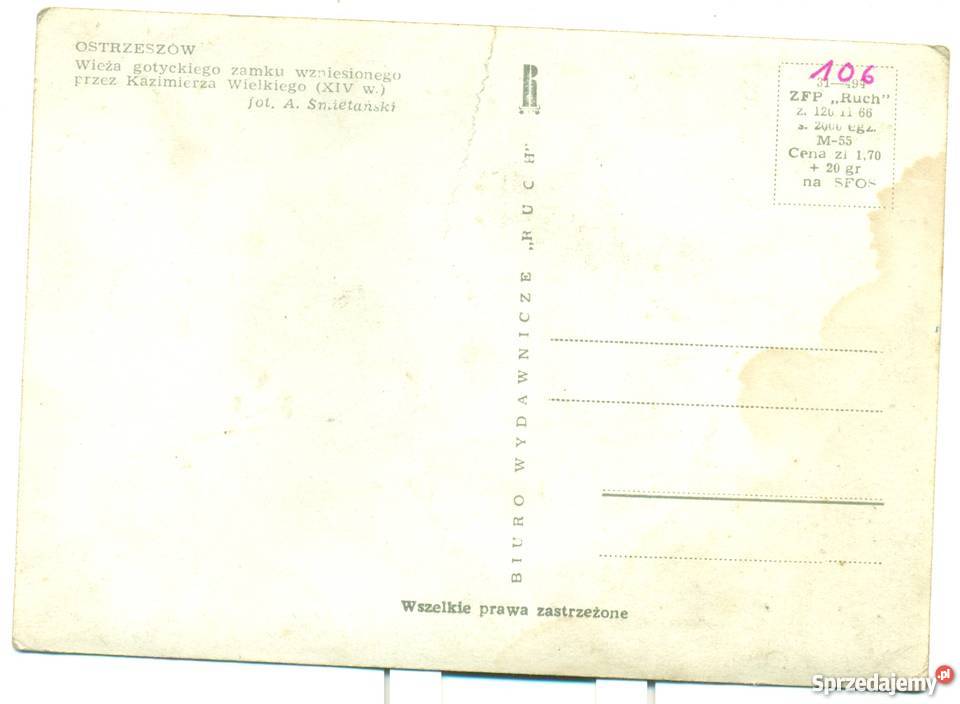 Pocztówka Ostrzeszów Wieża Gotyckiego Zamku Ostrów Wielkopolski