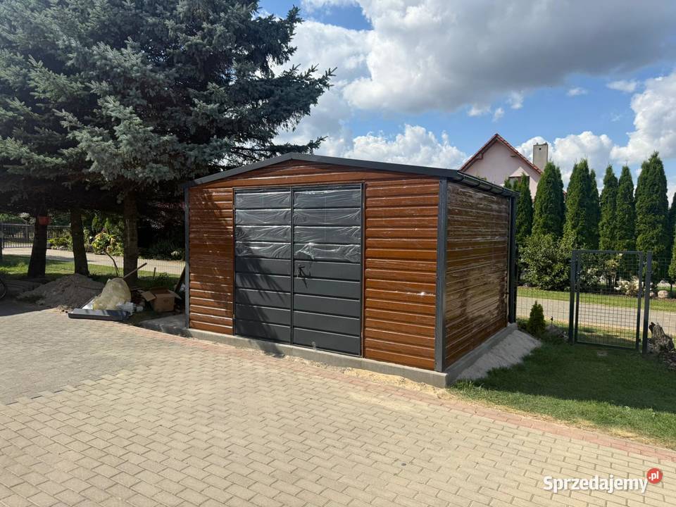Garaż Blaszany dwuspadowy 4x5 Złoty Dąb Ciemny Gdańsk
