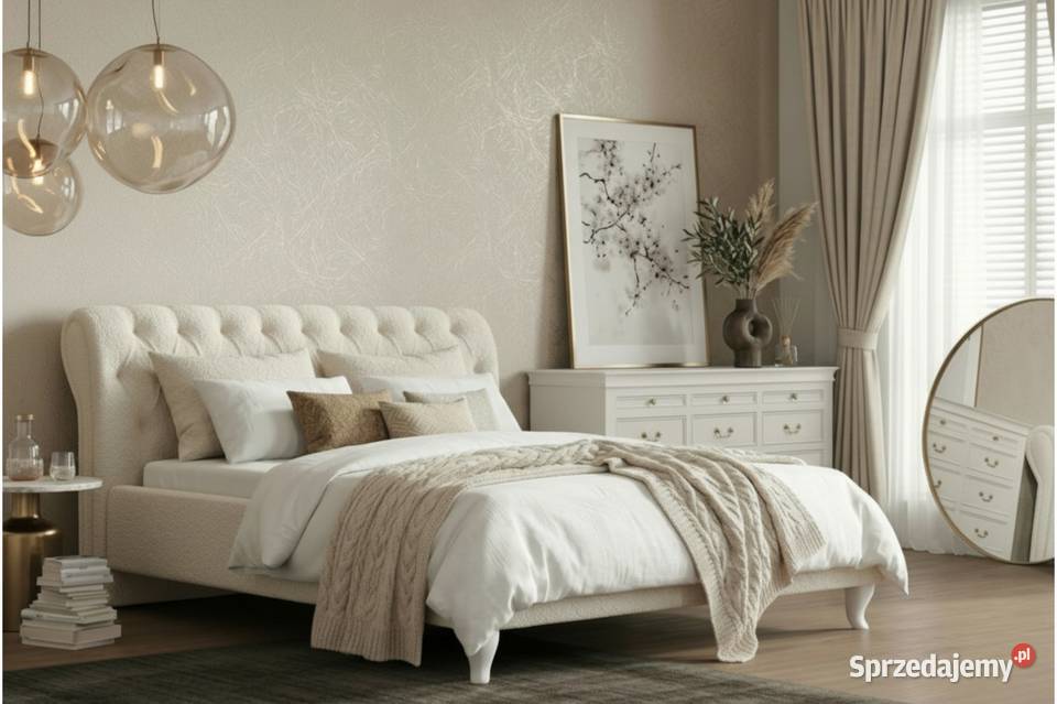Eleganckie białe Łóżko BRUNO 1 180x200 Pikowane Lublin