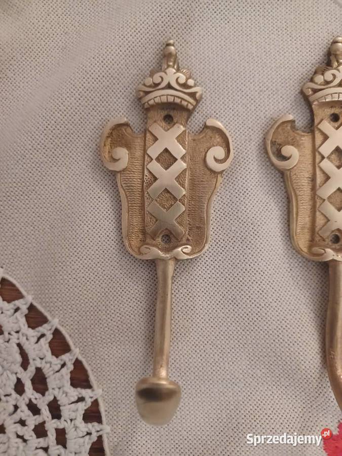 Piękny masywny wieszak mosiężny Pozostałe wielkopolskie Poznań