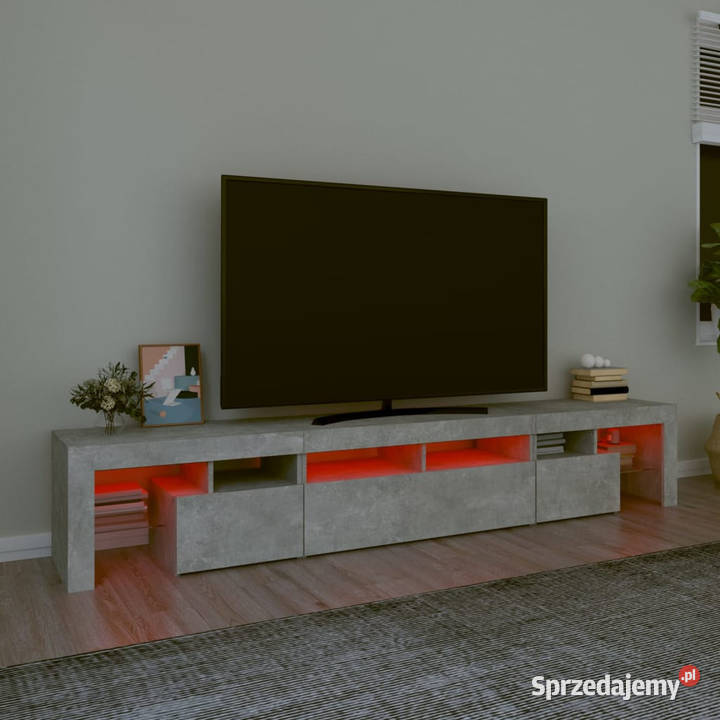 Szafka pod TV z oświetleniem LED szarość betonu mazowieckie Warszawa