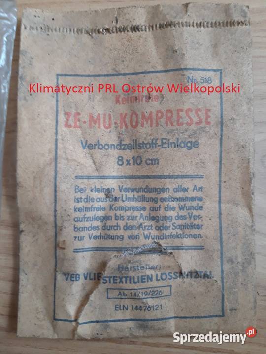 Bandaż plaster Brandwunden Verbandtuch DDR NRD Ostrów Wielkopolski