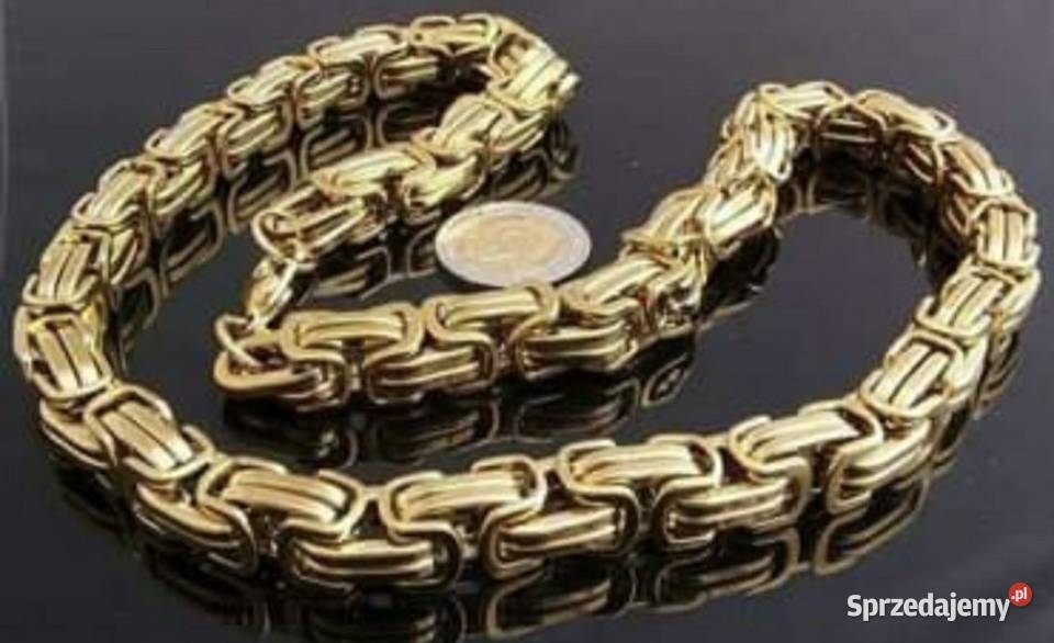 Gruby łańcuszek męski splot królewski stal
