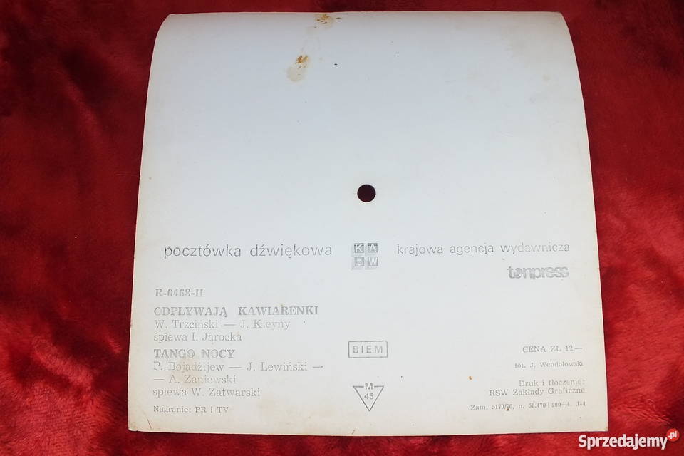 Stara pocztówka dźwiękowa Jarocka Odpływają Żary