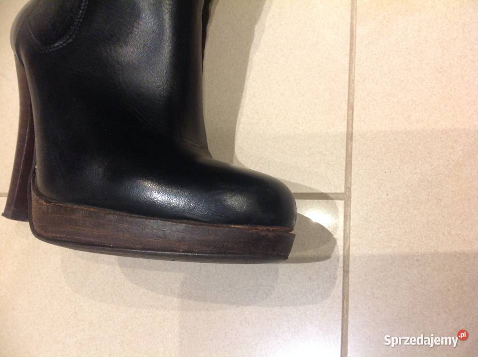 Botki Skórzane Damskie Czarne 36 Skóra naturalna Nowa Sól