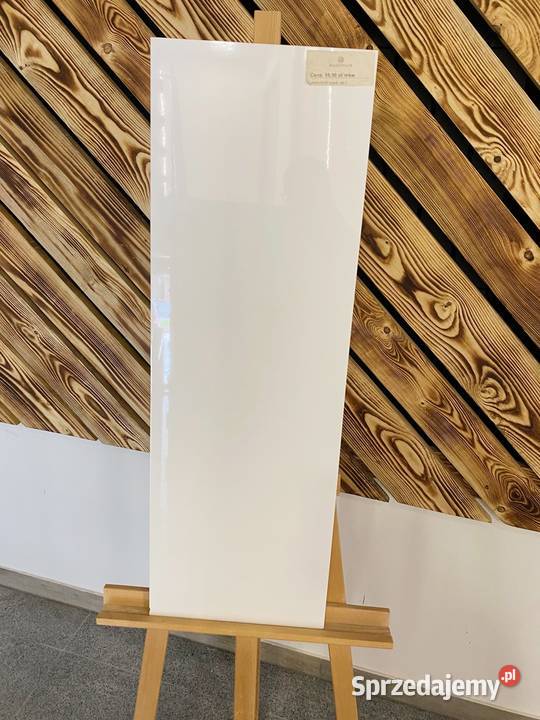 Płytka ścienna biała połysk rektyfikowana 30x90 Zakopane