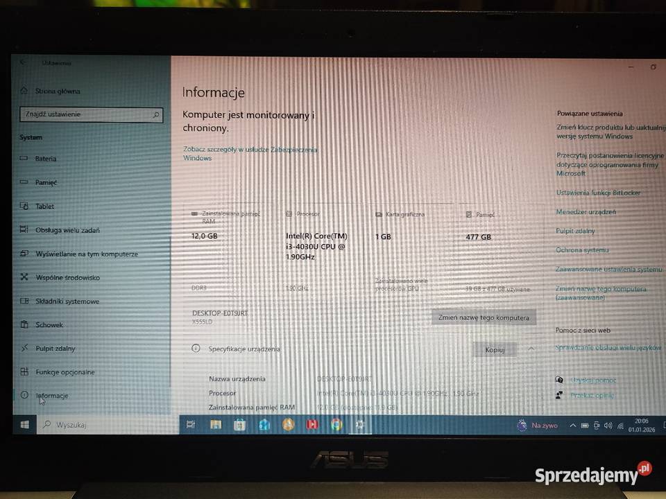 Laptop Asus A555L Liczba rdzeni 4 Lublin