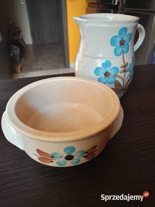 Komplet dzbanek ceramiczny i tzw bulionówka z Łódź